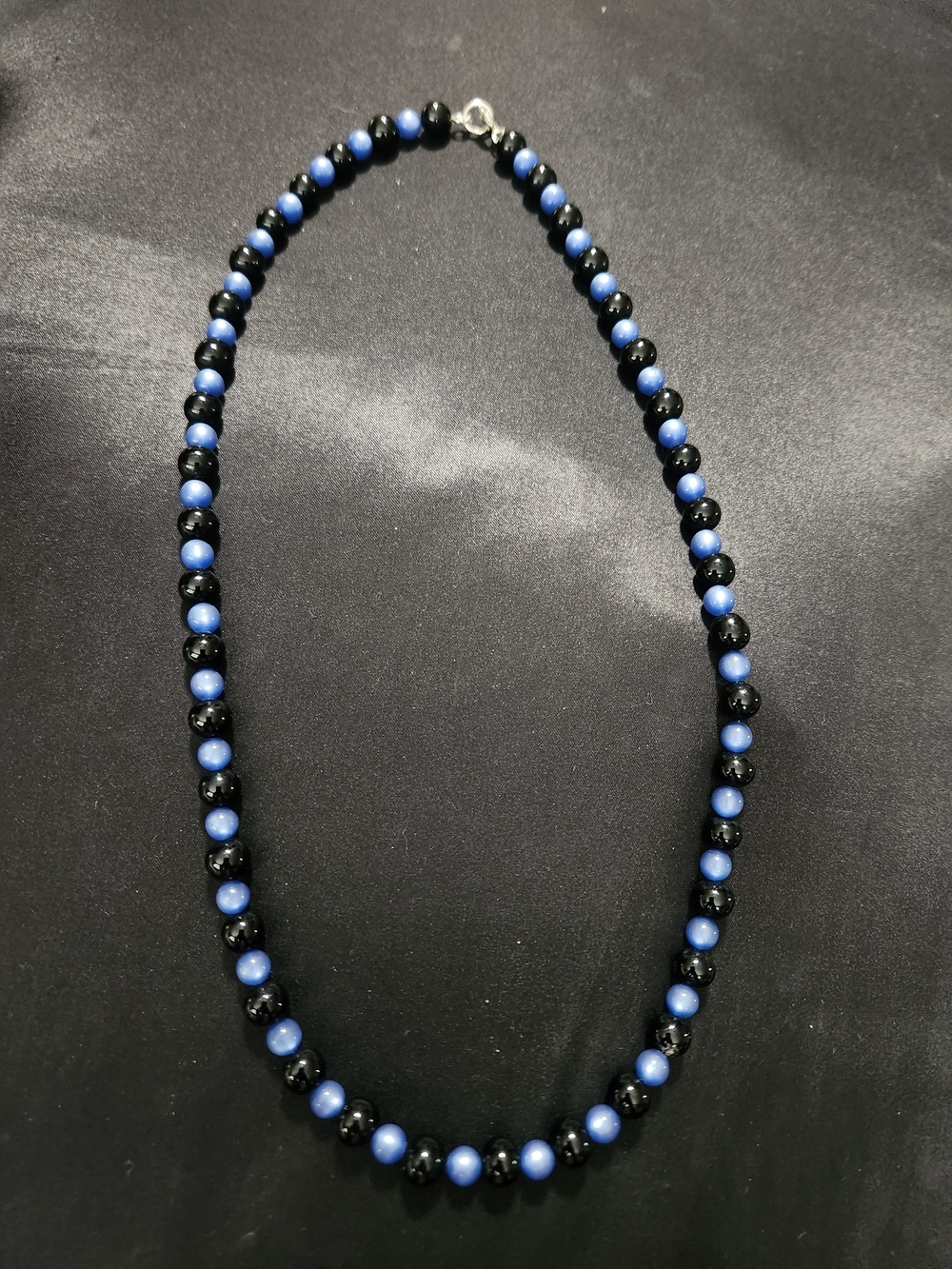Classic Blue and Black Beaded Necklace for Women
